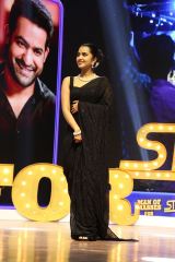 Anupama graceful black saree look